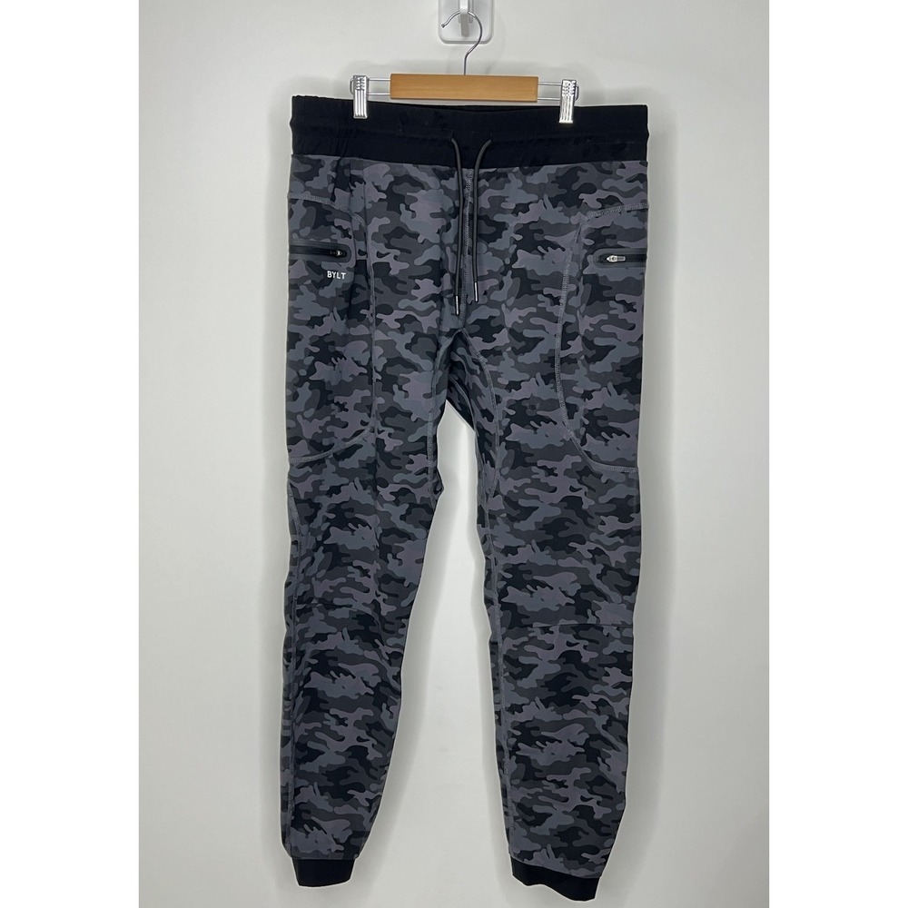 Bylt Elite Jogger Pants Mens 2XL Camo Gray Performance Drawstrings Gym Athletic